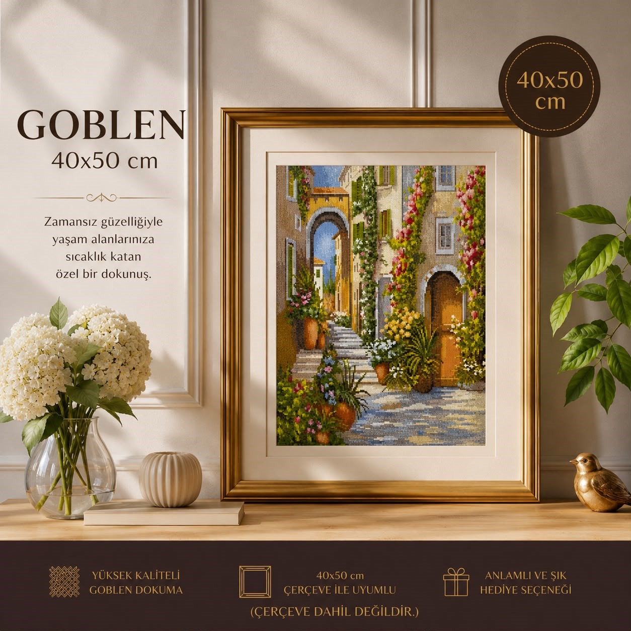 Pamuk Muline Goblen İşleme Panosu Seti Manzaralı 40x50 Cm 15235
