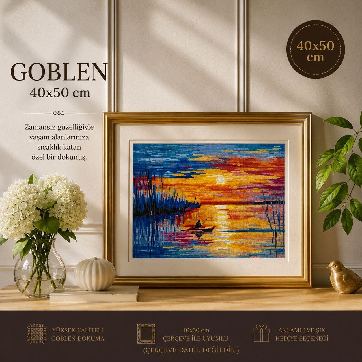 Pamuk Muline Goblen İşleme Panosu Seti Manzaralı 40x50 Cm 15237