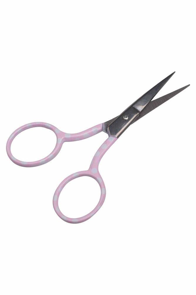 Puantiye Desenli Nakış Makası Pembe 9 Cm