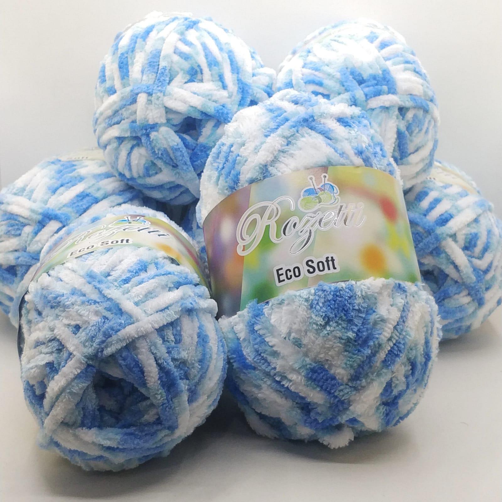 Rozetti Eco Soft İhraç Fazlası Ucuz Kadife İplik Koyu Mavi Ebruli 1 Kg