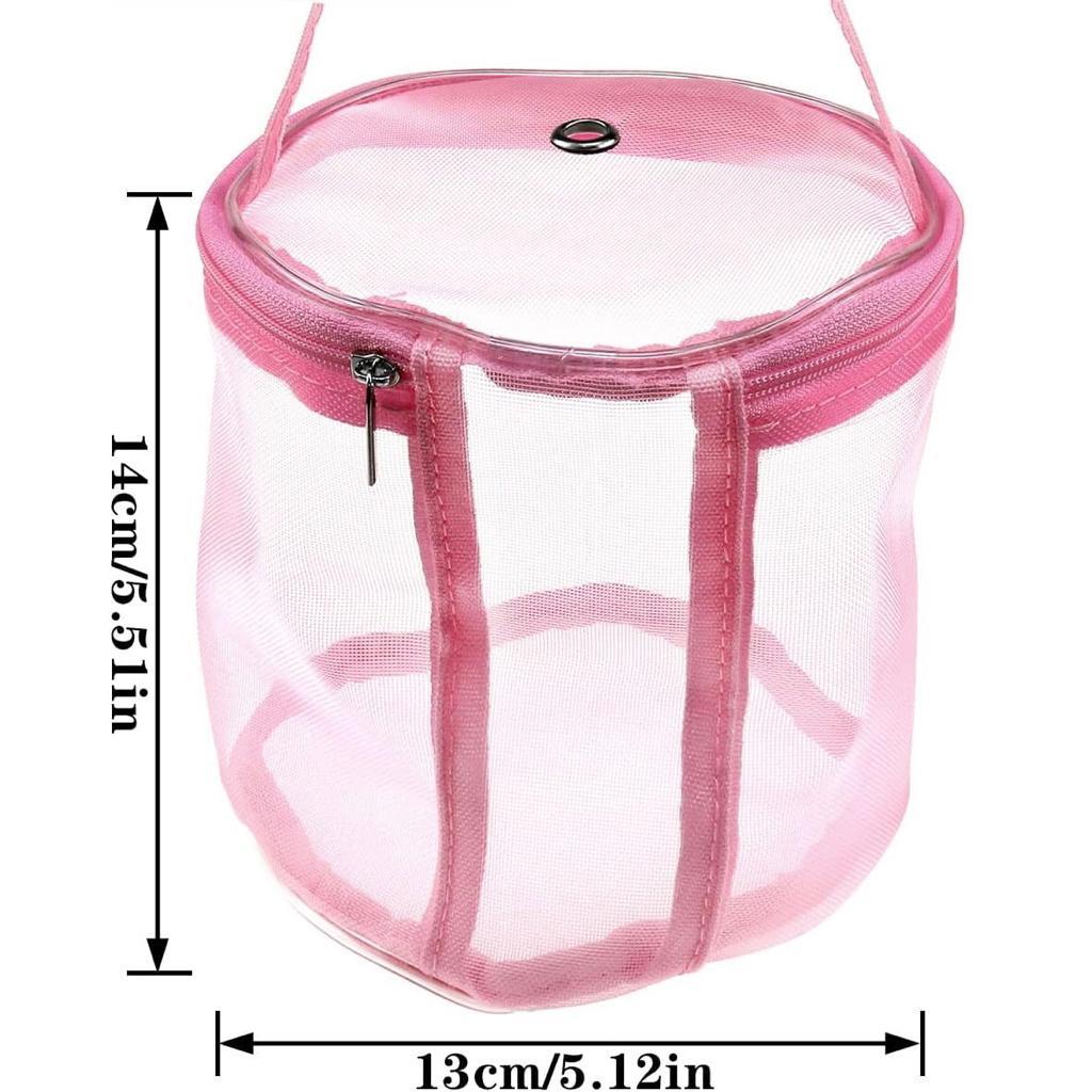 Şeffaf Yumak Çantası  13 x 14 Cm Mini Boy LE13 Pembe Organizer Çanta