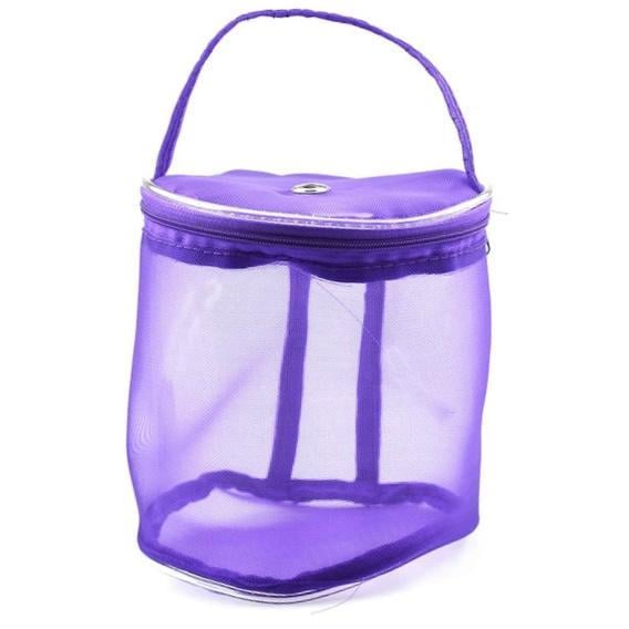 Şeffaf Yumak Çantası 13 x 14 Cm Mini Boy LE13 Mor Organizer Çanta