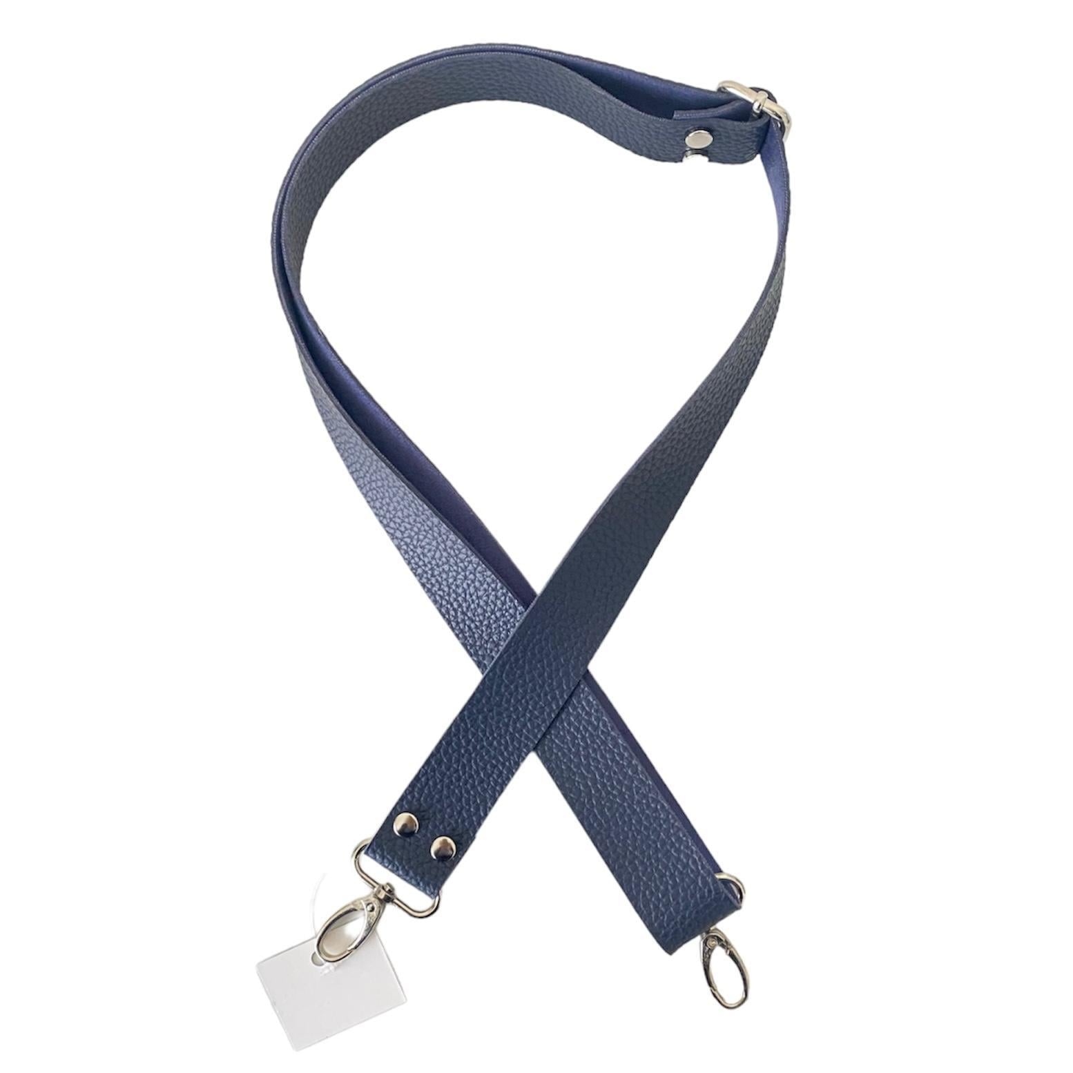 Sürgü Tokalı Ayarlanabilir Çanta Askısı 135 cm* 3 Cm Lacivert Renk Gümüş Kancalı