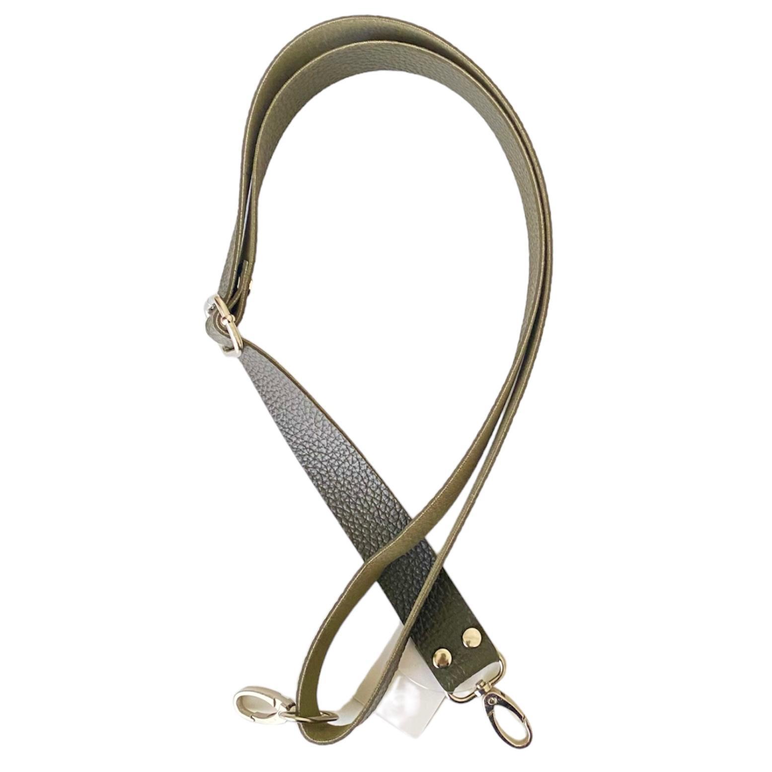 Sürgü Tokalı Ayarlanabilir Çanta Askısı 135 cm* 3 Cm Haki Renk Gümüş Kancalı