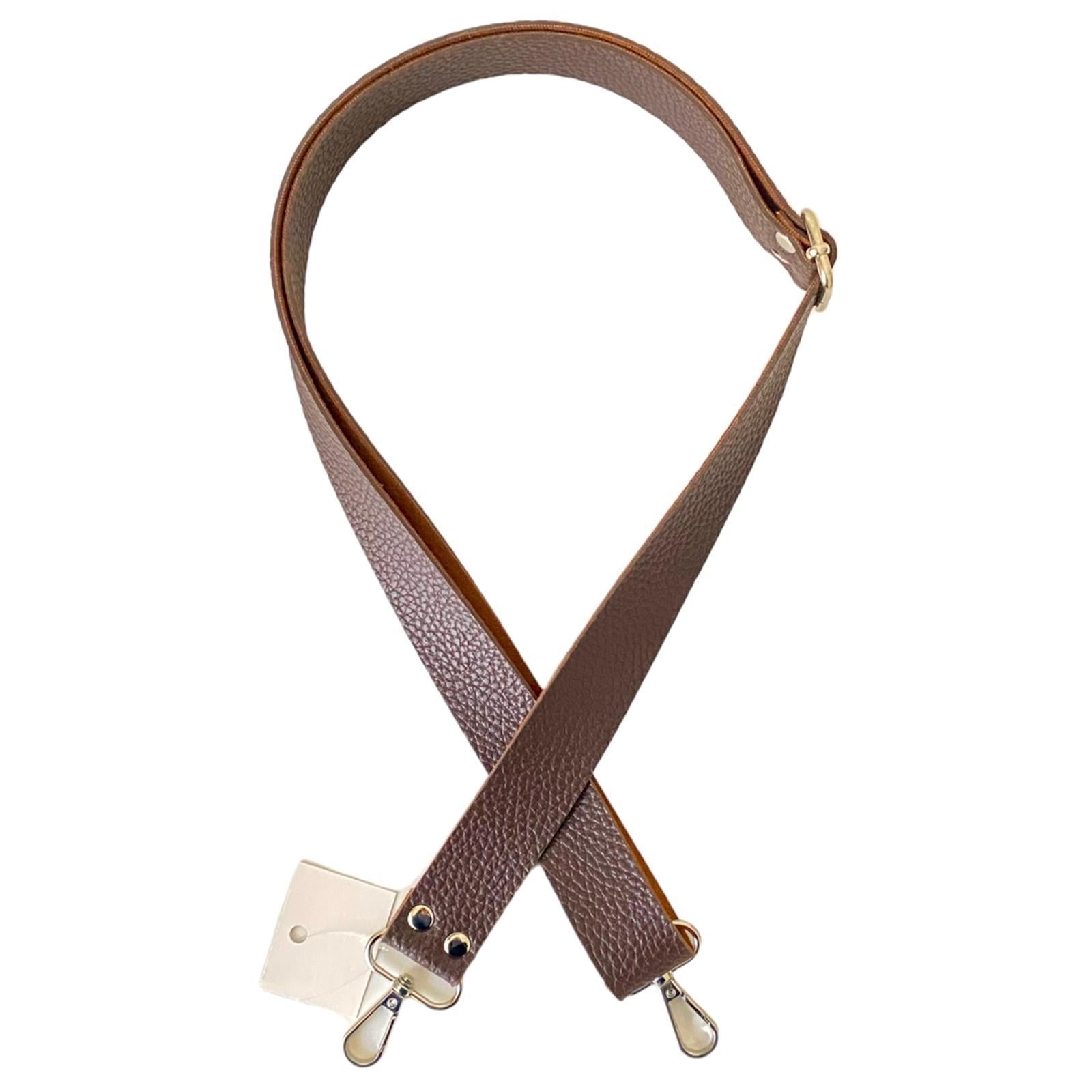 Sürgü Tokalı Ayarlanabilir Çanta Askısı 135 cm* 3 Cm Kahve Renk Gümüş Kancalı