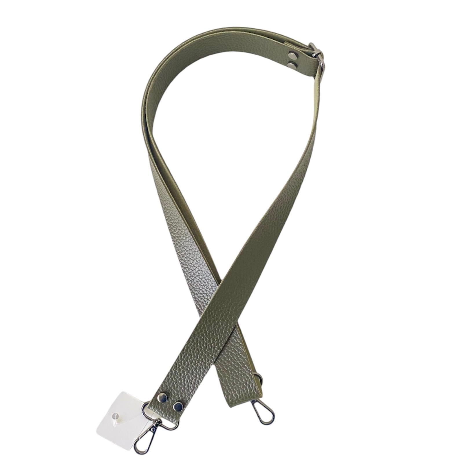 Sürgü Tokalı Ayarlanabilir Çanta Askısı 135 cm* 3  Cm Haki Renk Krom Kancalı