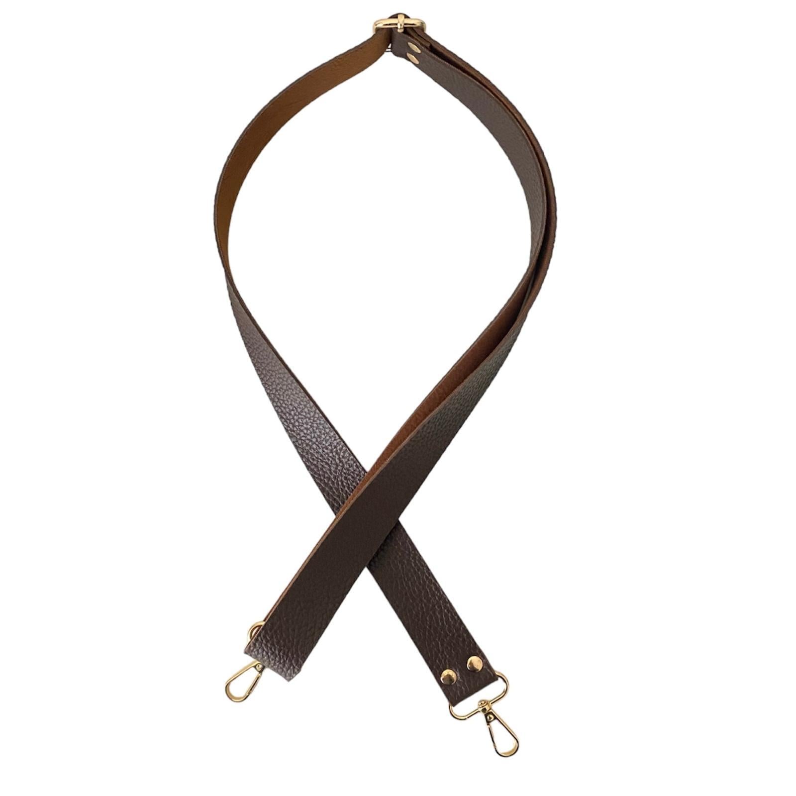 Sürgü Tokalı Ayarlanabilir Çanta Askısı 135 cm* 3 Cm Kahve Renk Altın Kancalı