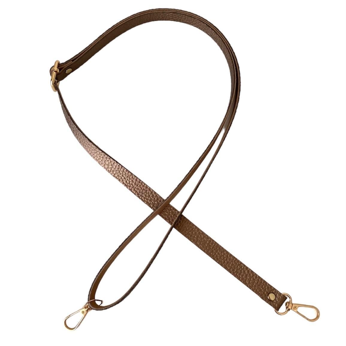 Sürgü Tokalı Çanta Askısı 135 cm* 1.5 Cm Bakır Renk Altın Kancalı