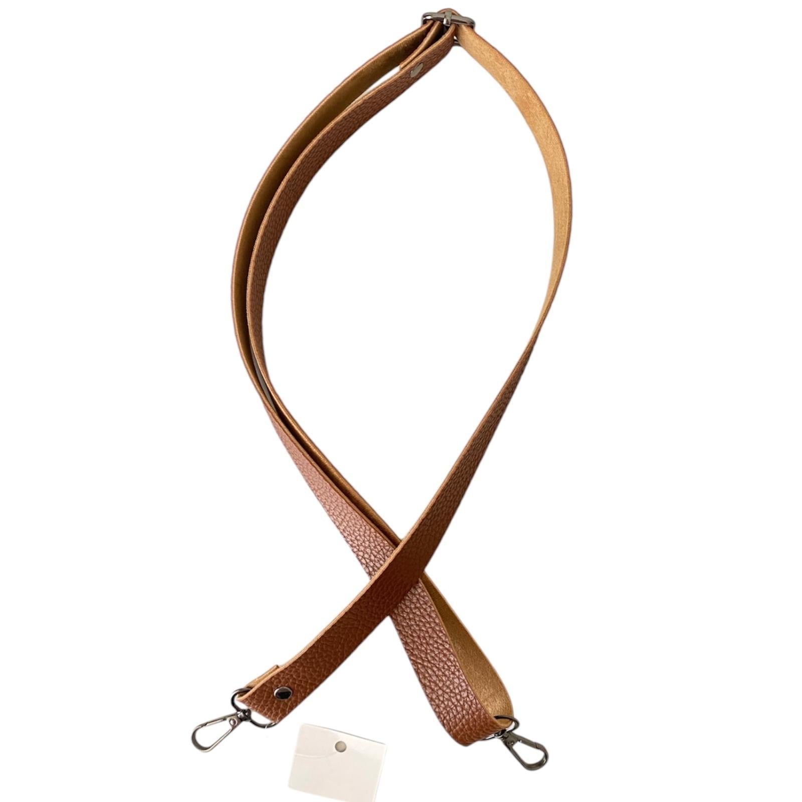 Sürgü Tokalı Çanta Askısı 135 cm* 2.5 Cm Taba Renk Krom Kancalı