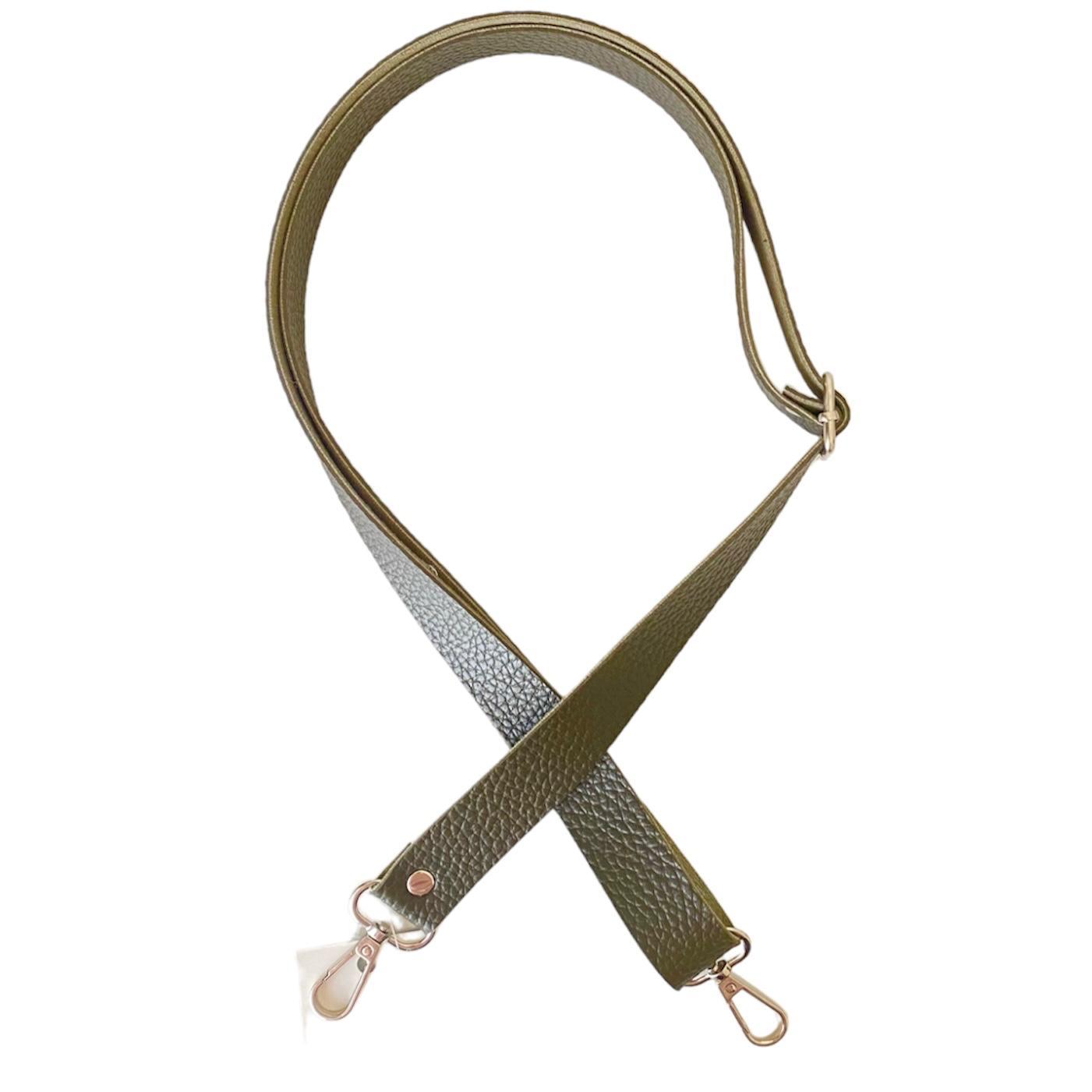 Sürgü Tokalı Çanta Askısı 135 cm* 2.5 Cm Haki Renk Gümüş Kancalı