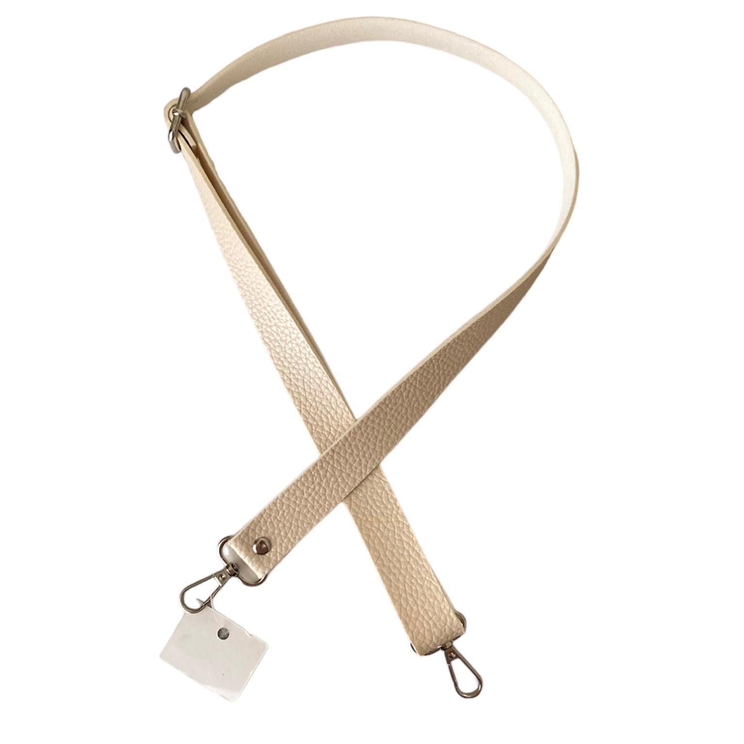Sürgü Tokalı Çanta Askısı 135 cm* 2.5 Cm Krem Renk Gümüş Kancalı