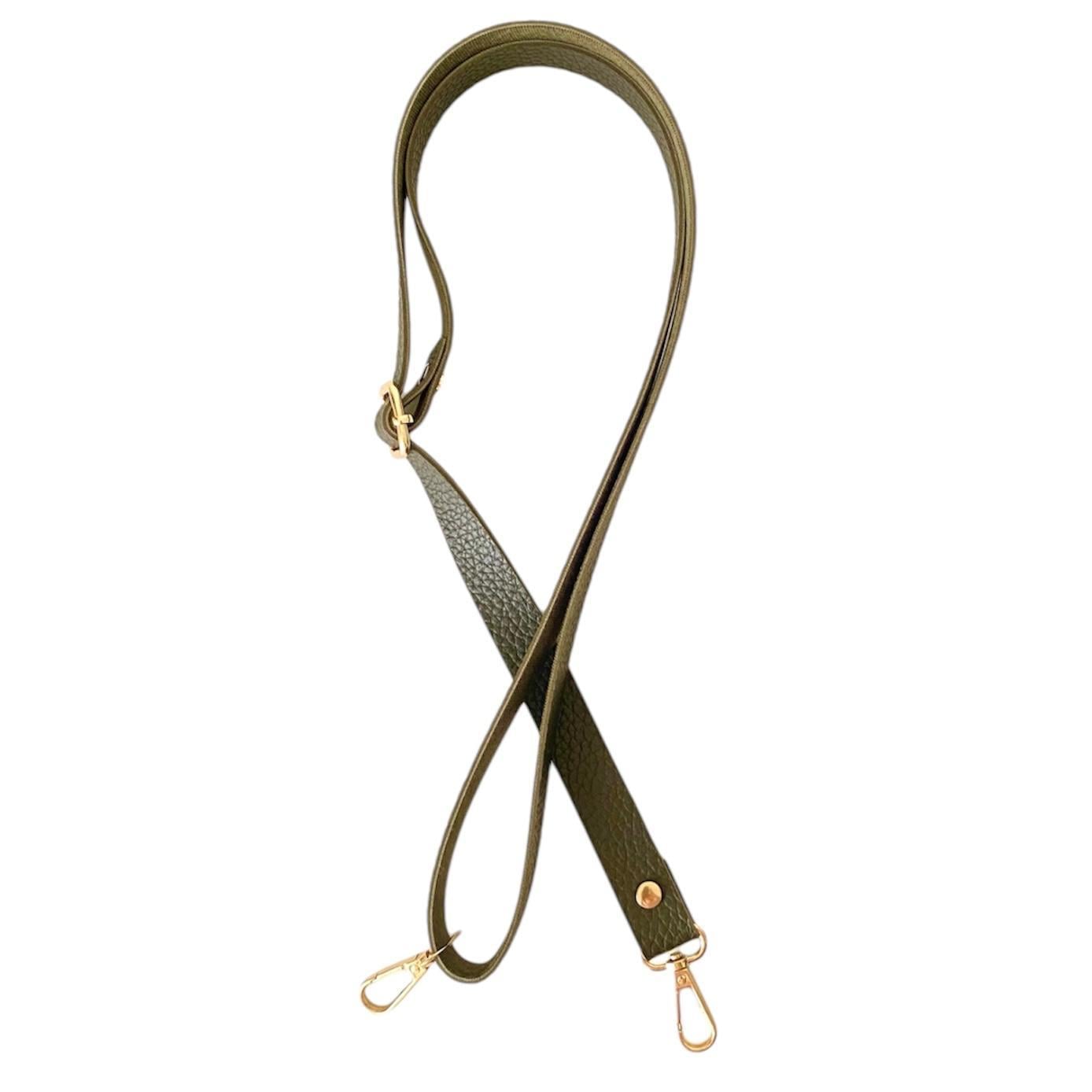 Sürgü Tokalı Çanta Askısı 135 cm* 2 Cm Haki Renk Altın Kancalı