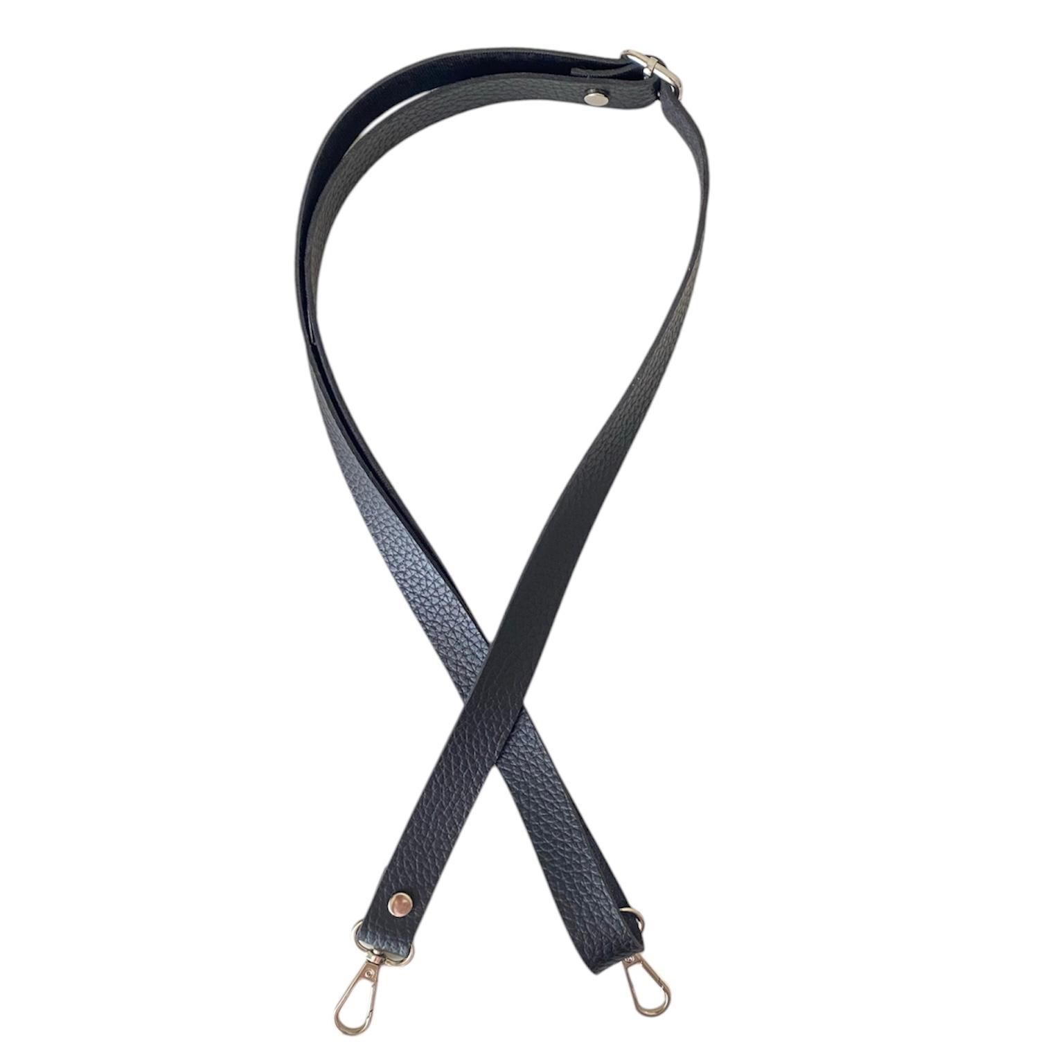 Sürgü Tokalı Çanta Askısı 135 cm* 2 Cm Siyah Renk Gümüş Kancalı