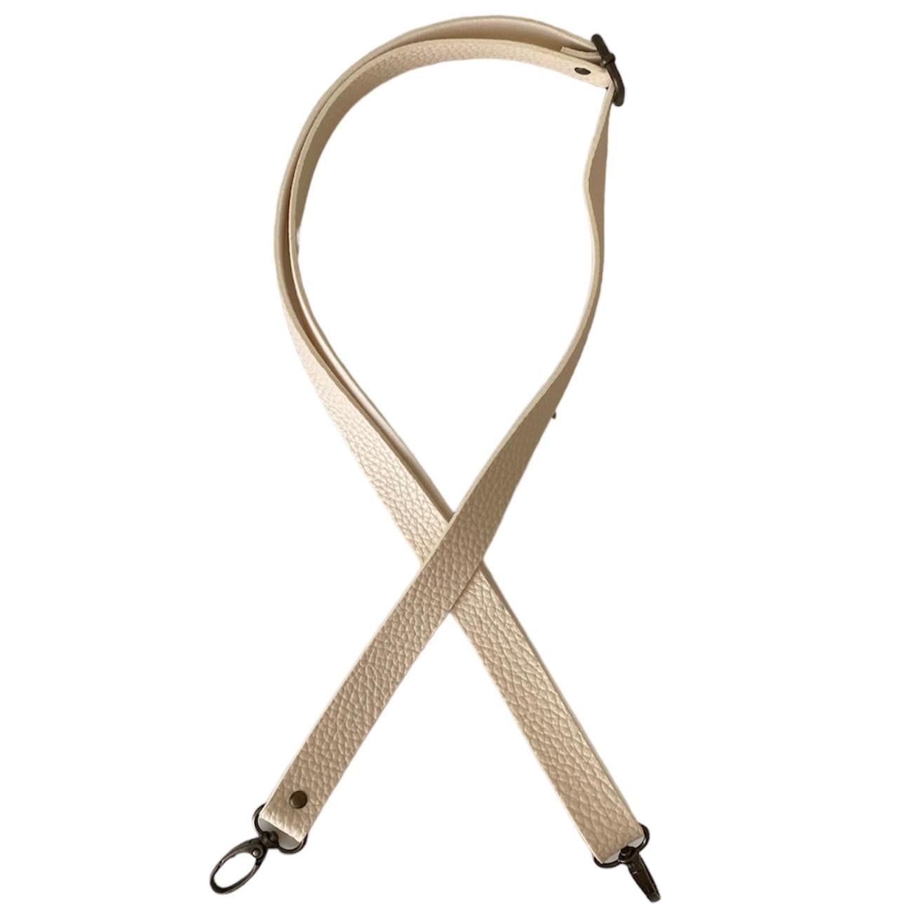 Sürgü Tokalı Çanta Askısı 135 cm* 2 Cm Krem Renk Krom Kancalı