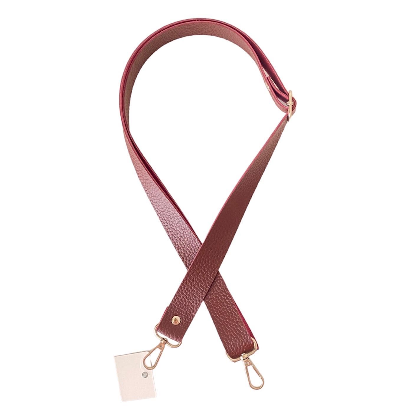 Sürgü Tokalı Çanta Askısı 135 cm* 2.5 Cm Bordo Renk Gümüş Kancalı