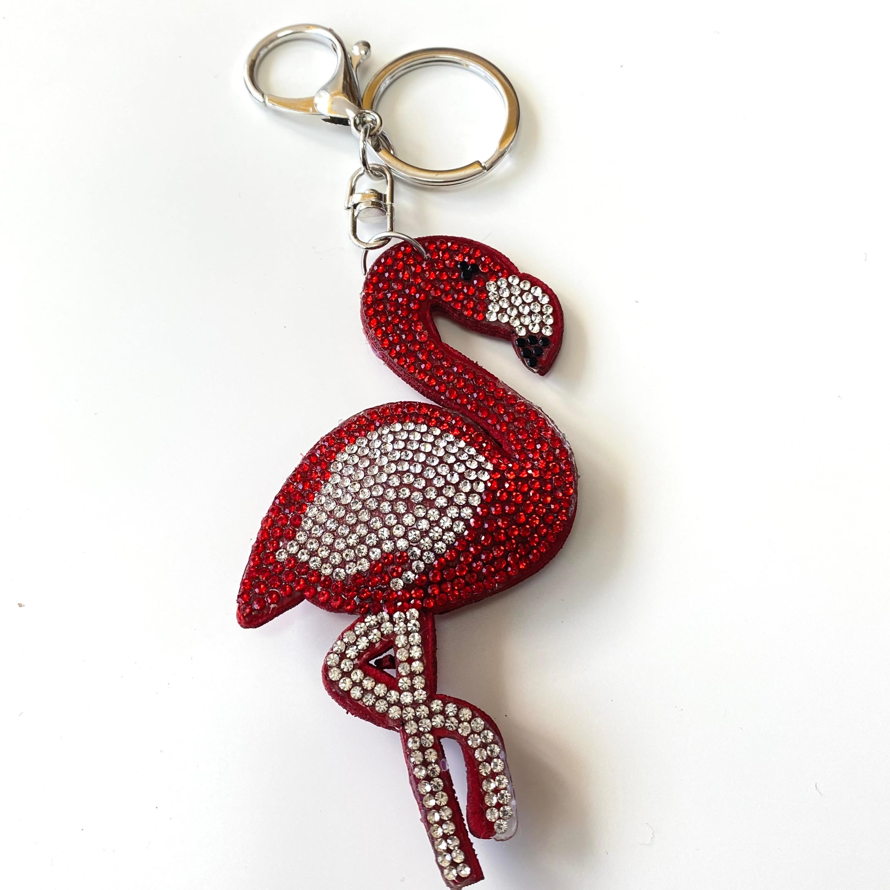 Taşlı Anahtarlık Ve Çanta Charmı Kırmızı Flamingo