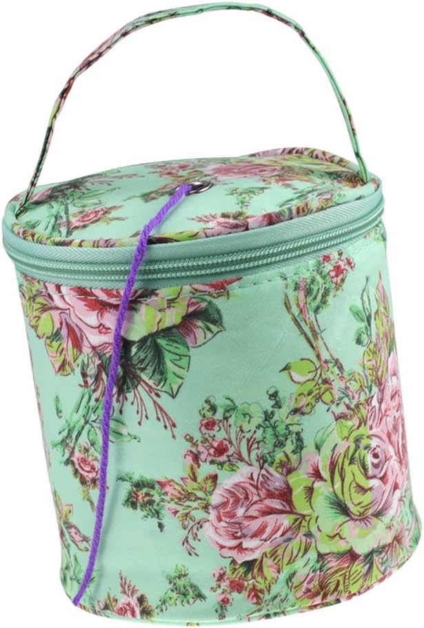 Yumak Çantası 14.5 x 14 Cm Mini Boy LE13 Yeşil Zemin Gül Desenli Organizer Çanta