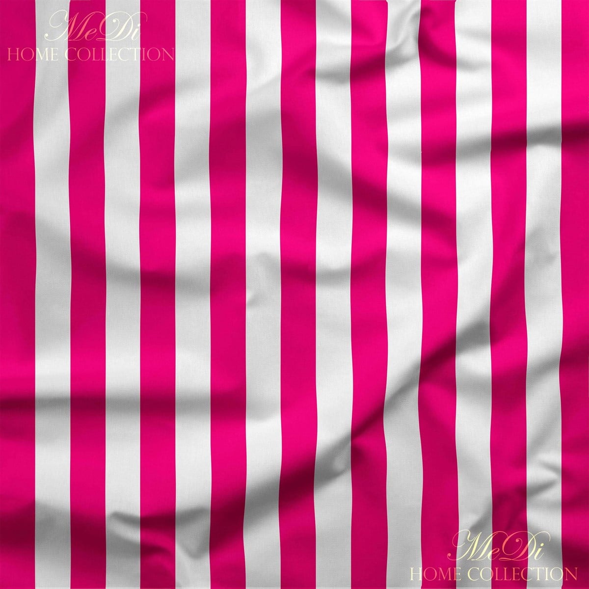 2 cm'lik Pembe-Beyaz Çizgili Dijital Baskılı Kumaş