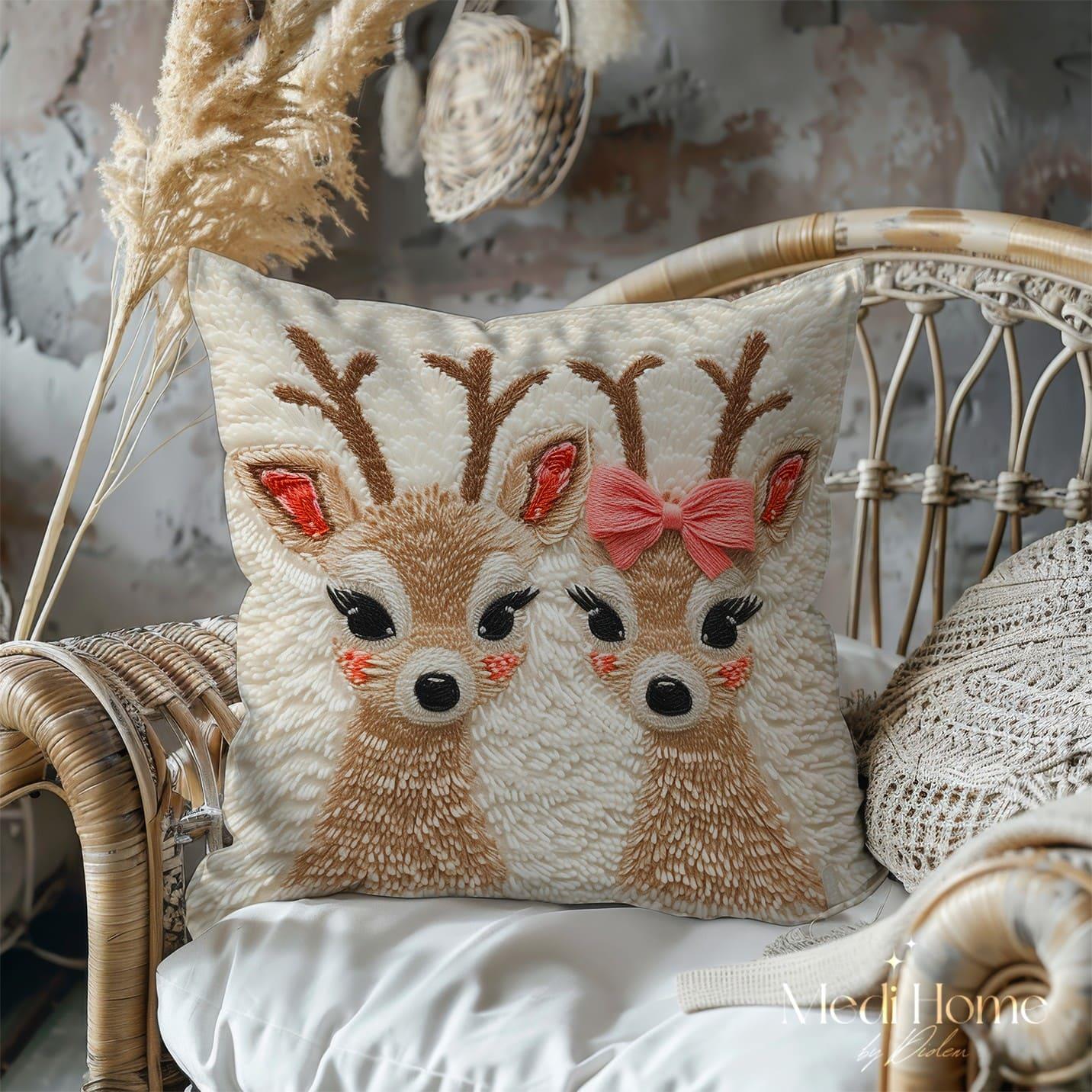 3 Boyutlu İkili Masal Bambi'ler 3'lü Pano Kumaşı