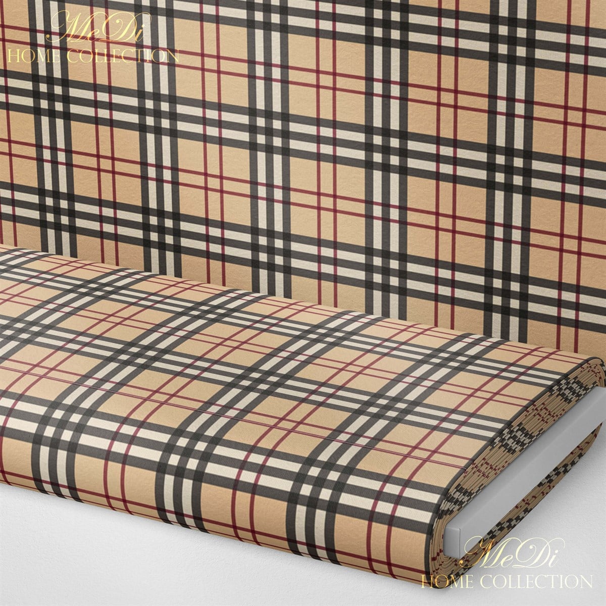 Burberry Ekose Desenli Dijital Baskılı Kumaş