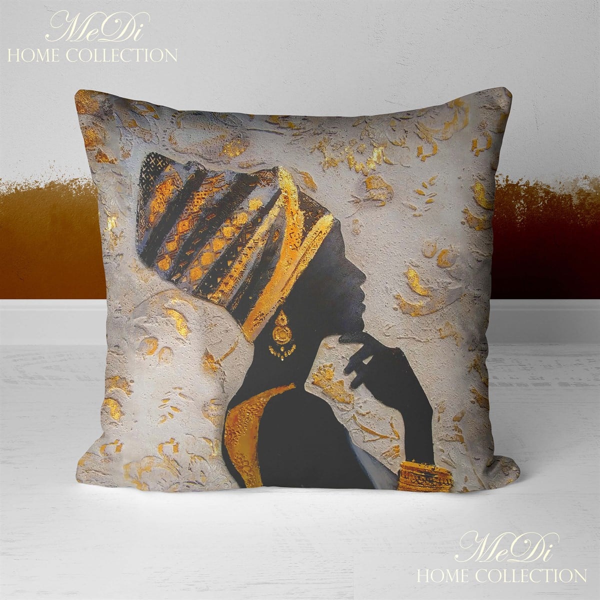 Etnik Kıyafetli Afrikalı Kadın Desenli 3'lü Pano Kumaşı