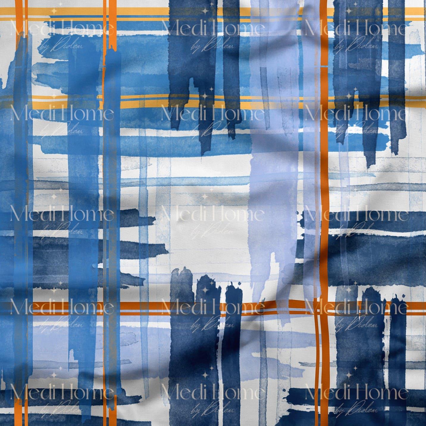 Fırça İzlerinde Modern Çizgi Dijital Baskılı Kumaş