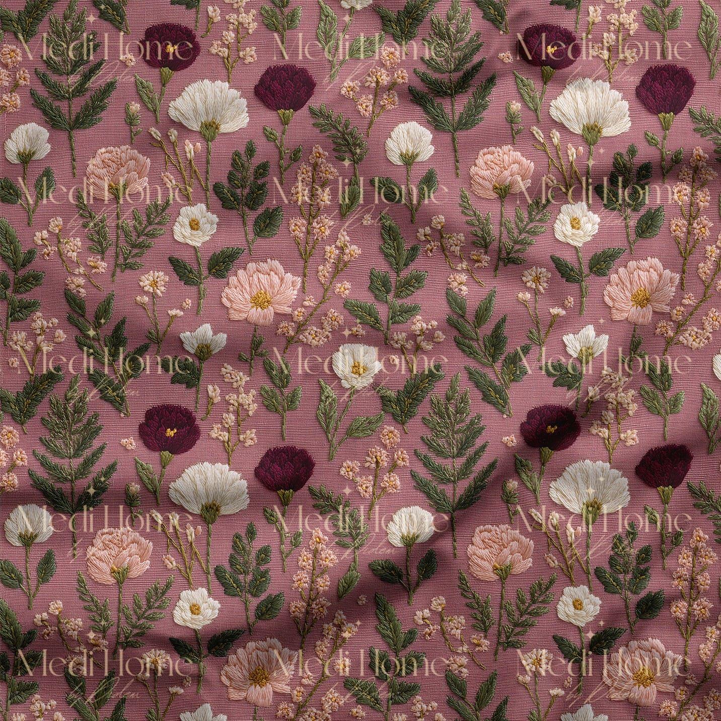 Gülkurusu Bahçesinde Çiçek Masalı Dijital Baskılı Kumaş