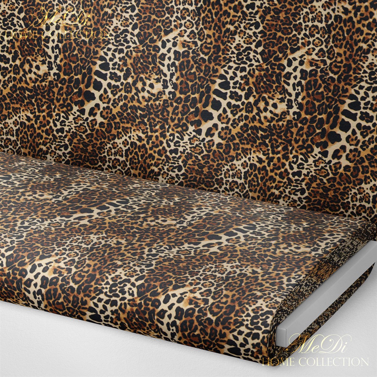 Kahverengi-Siyah Leopar Desenli Dijital Baskılı Kumaş