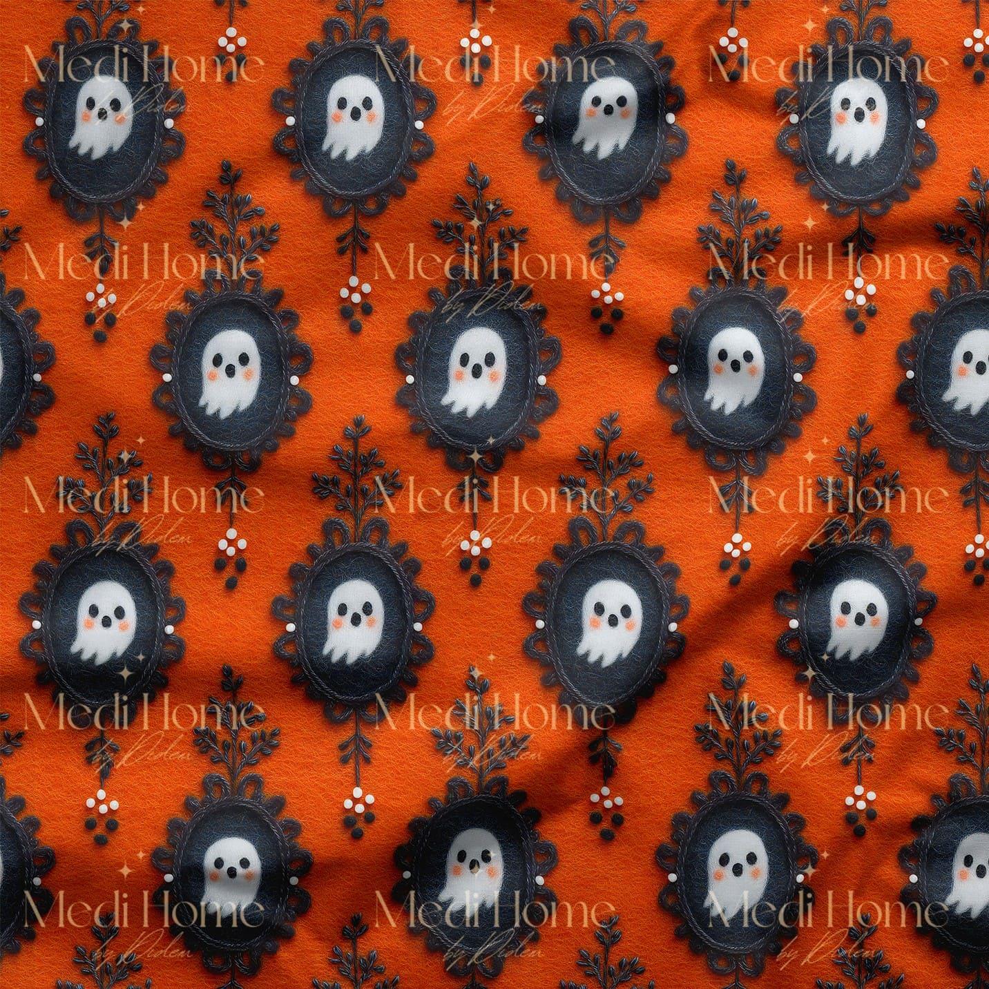 Karanfil Çerçevesindeki Tatlı Hayaletler Dijital Baskılı Kumaş