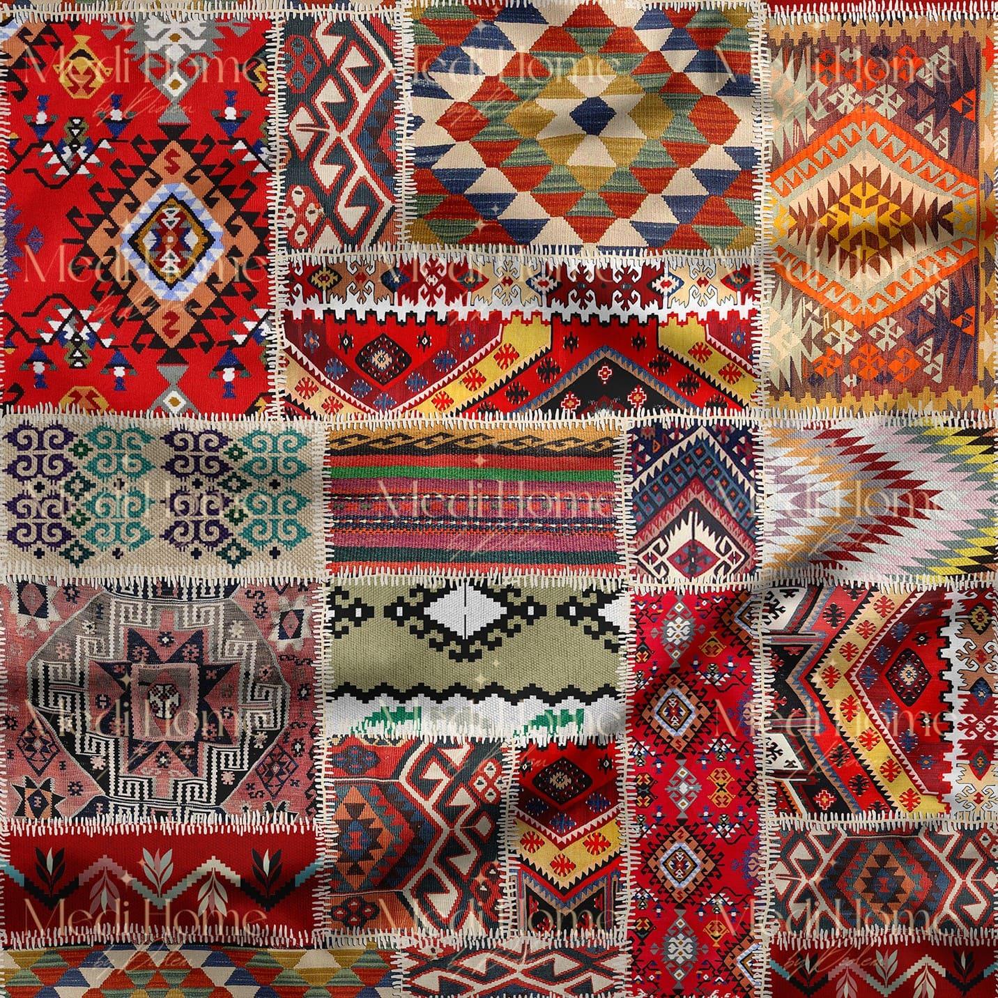 Kırkyama Kilim Rüyası Dijital Baskılı Kumaş