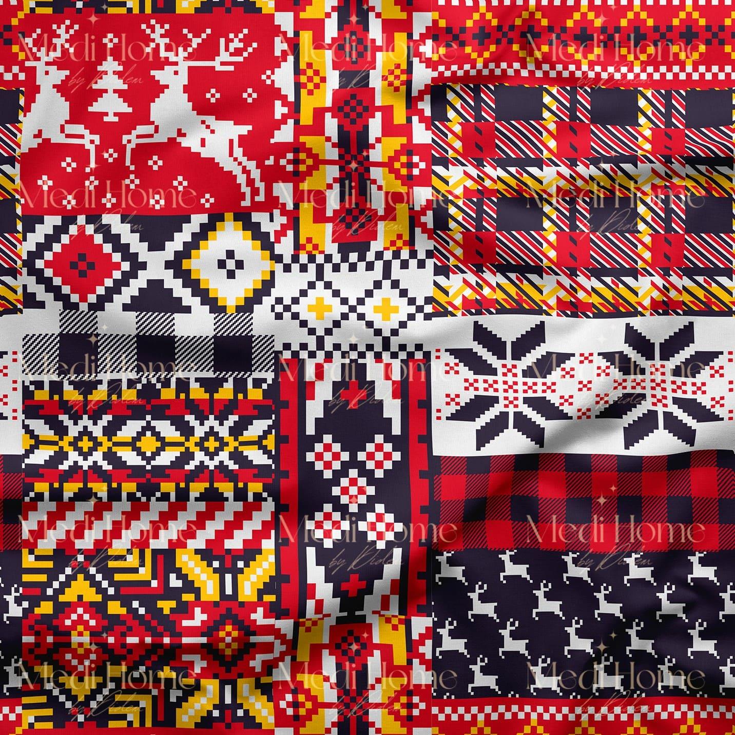 Kış Masalı Patchwork'un Nordic Enerjisi Dijital Baskılı Kumaş