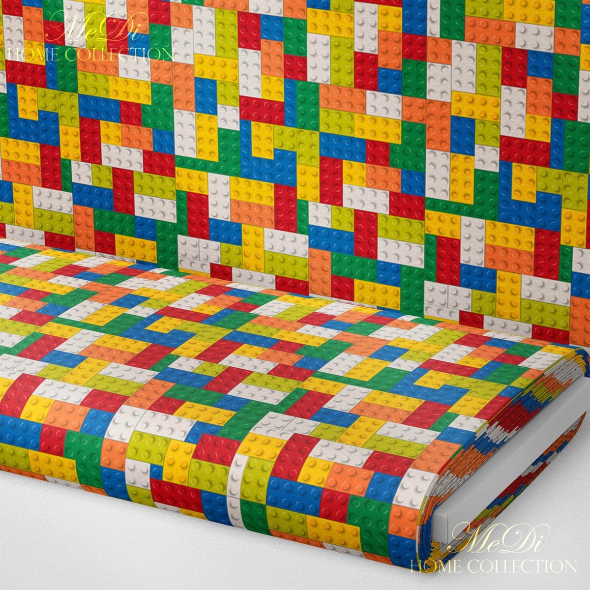 Lego Desenli Dijital Baskılı Çocuk Kumaşı