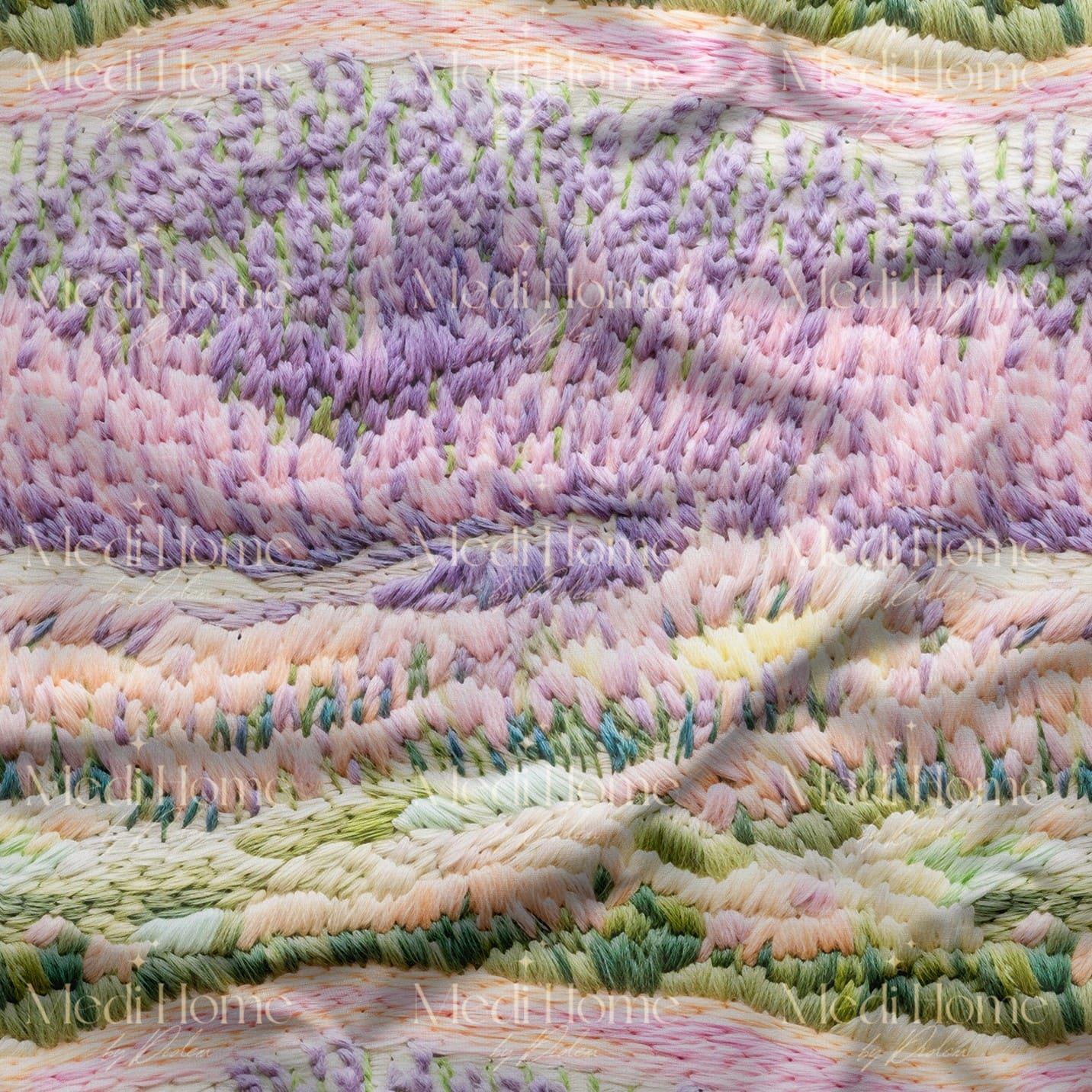Pastel Lavanta Tarlası Dijital Baskılı Kumaş
