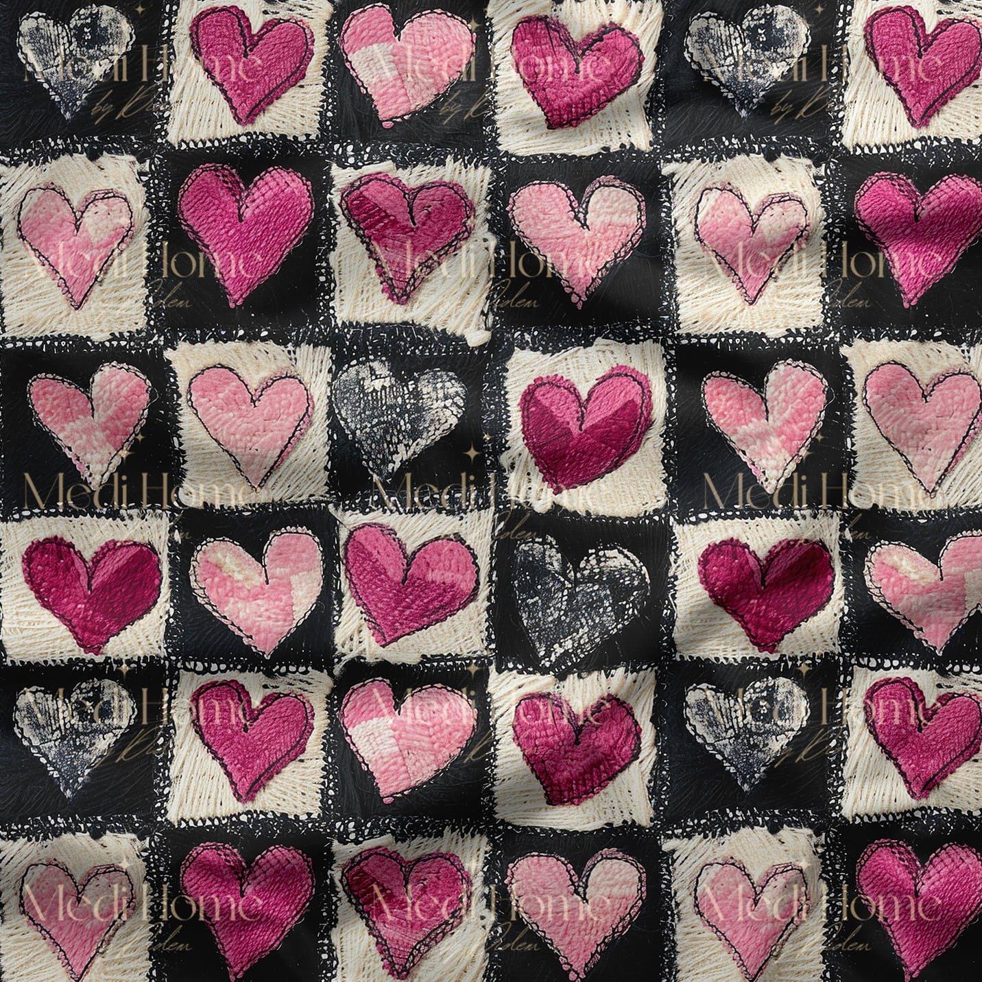 Patchwork Kalplerin Dokulu Aşk Hikâyesi Dijital Baskılı Kumaş