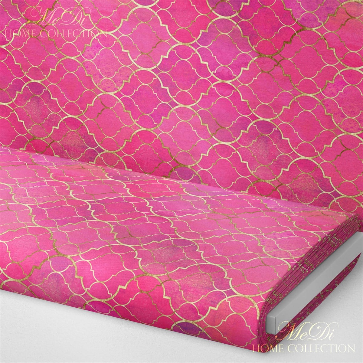 Pembe Moroccan Desenli Dijital Baskılı Kumaş