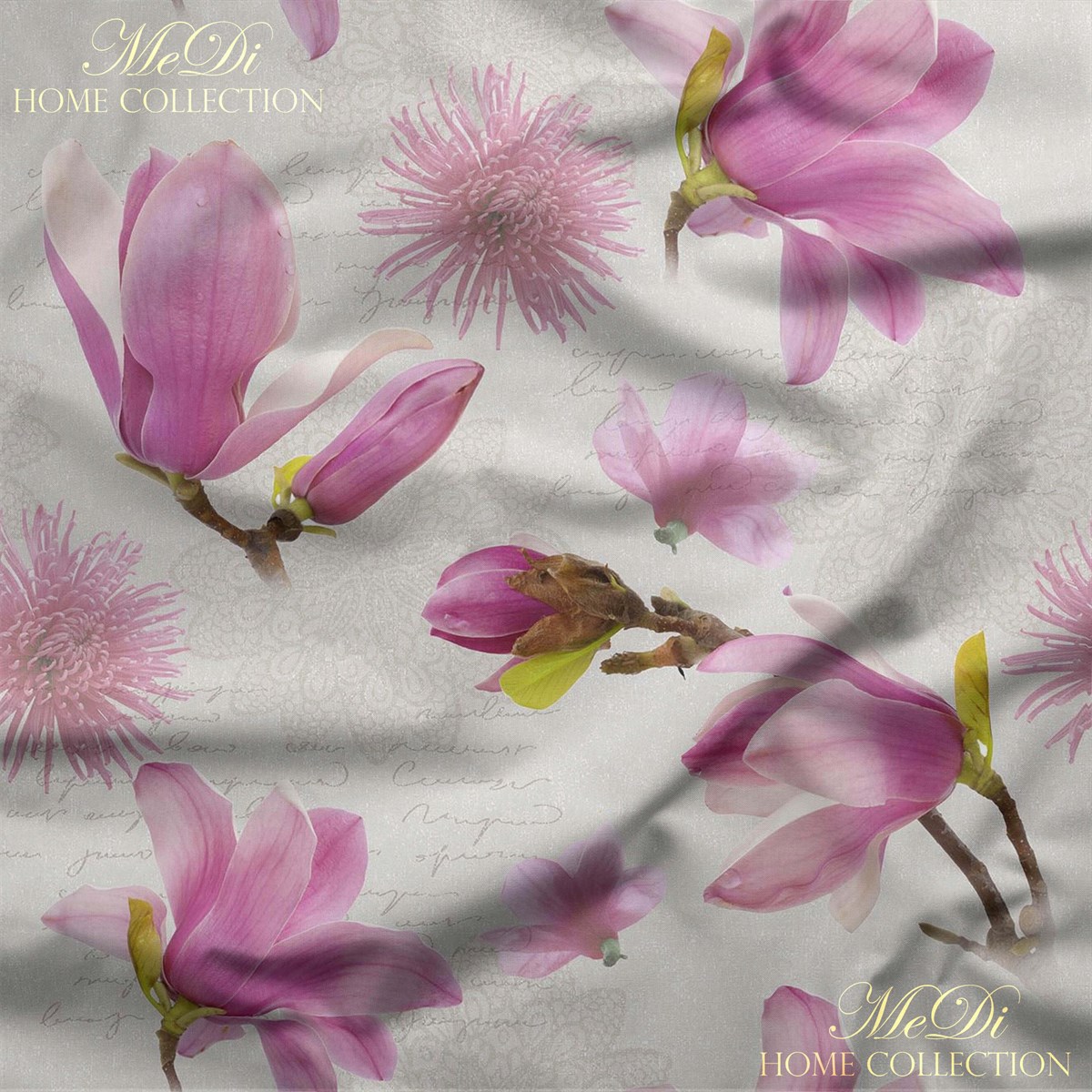 Pembe Orkide Desenli Dijital Baskılı Kumaş