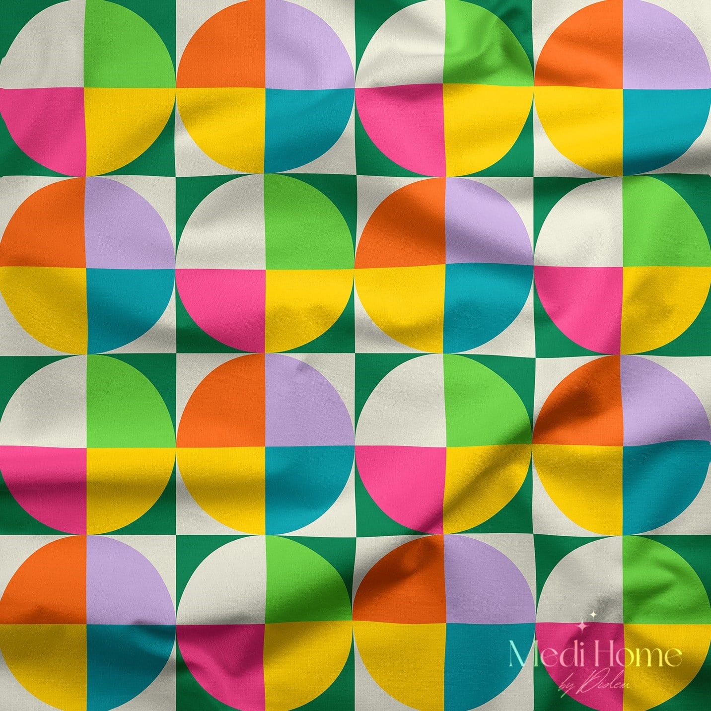 Pop Art Renk Çemberi Dijital Baskılı Kumaş