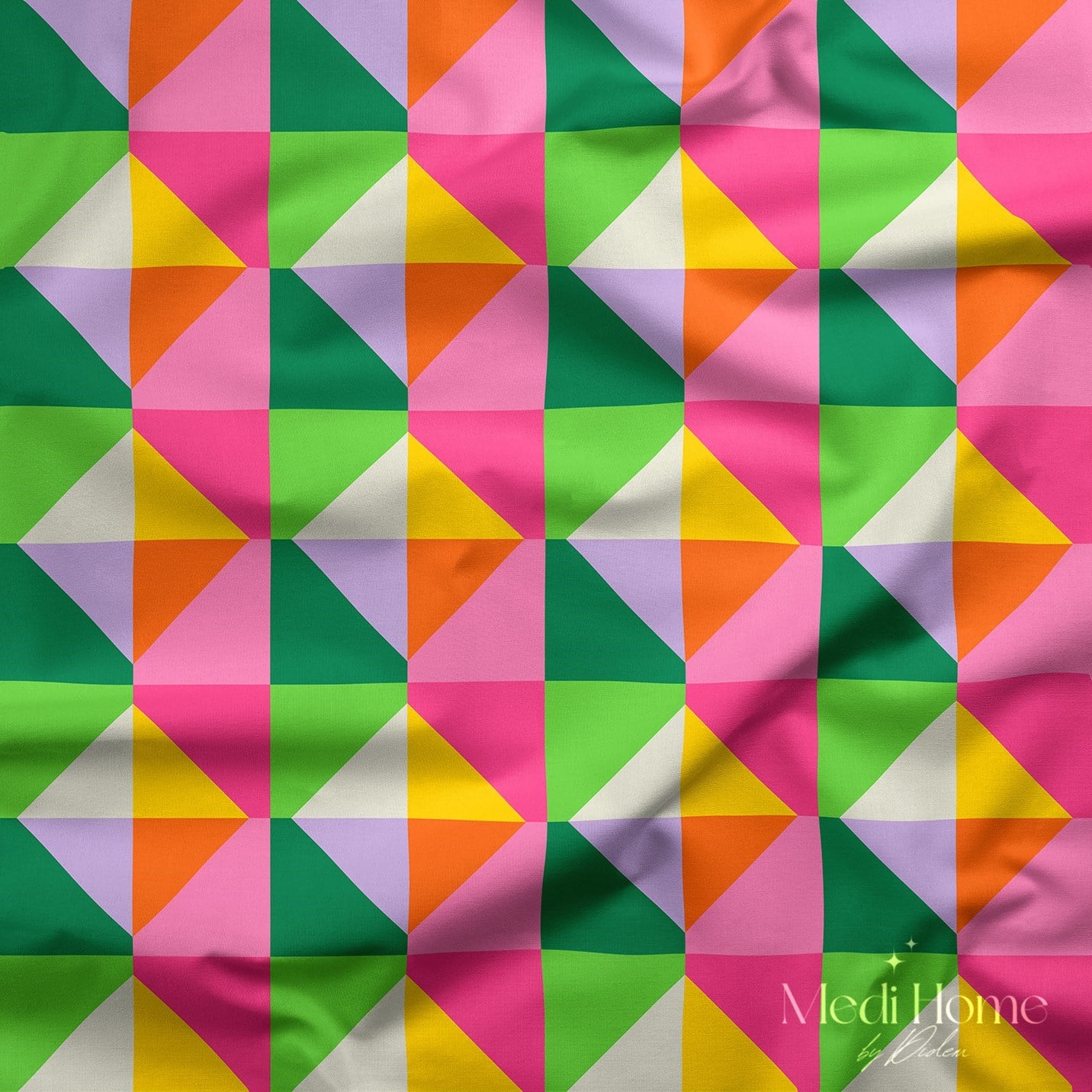 Renk Patlaması Geometrik Dijital Baskılı Kumaş