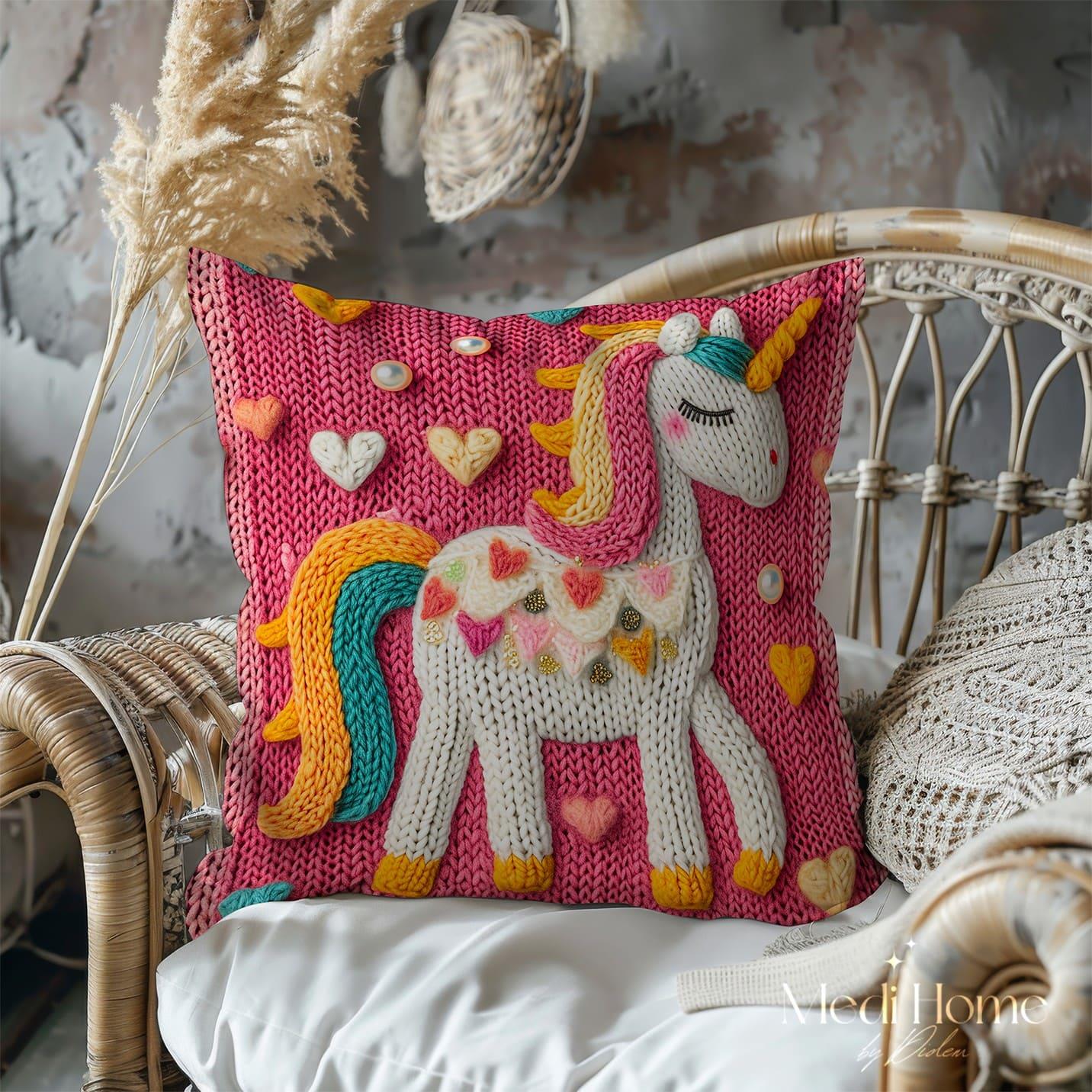 Renkli Kalplerin Unicorn Masalı 3'lü Pano Kumaşı