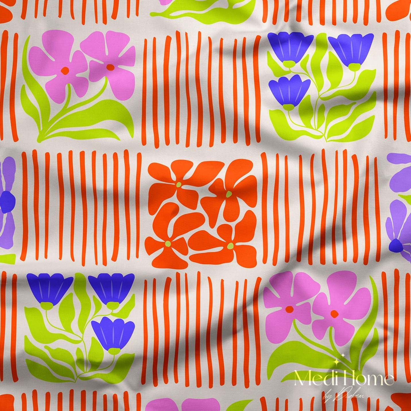 Retro Bahar Patchwork Dijital Baskılı Kumaş