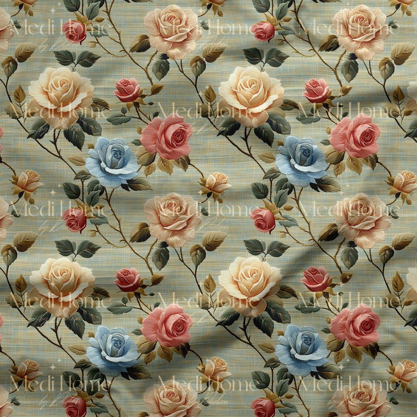 Soft Vintage Bahçe – 3 Boyutlu Dijital Baskılı Kumaş
