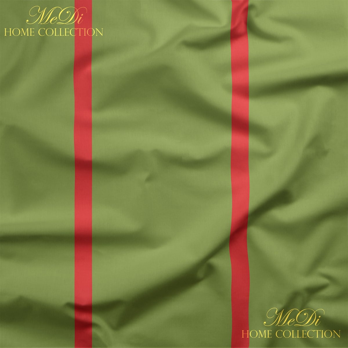 Yeşil-Kırmızı Çizgili Dijital Baskılı Kumaş