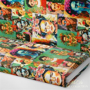 Frida Kahlo Tabloları Patchwork Desenli Dijital Baskılı Kumaş