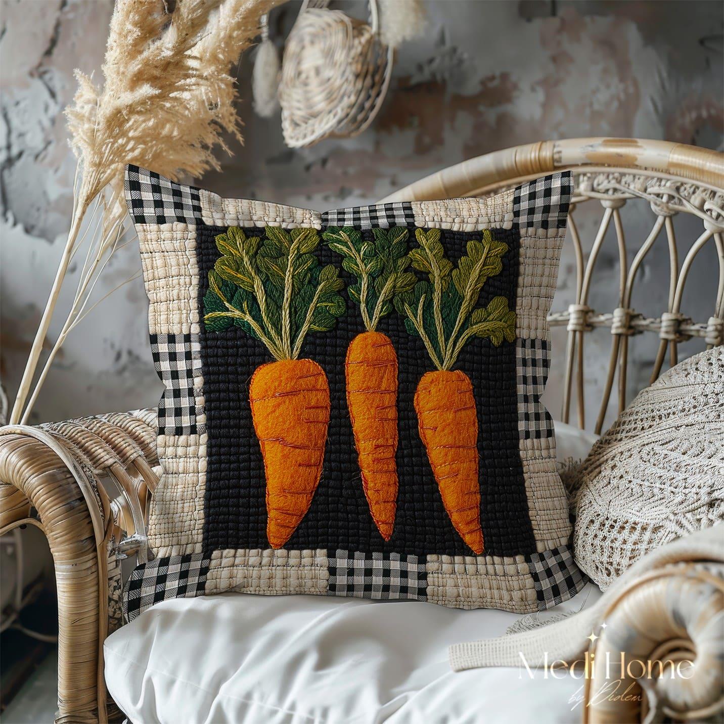 3 Boyutlu Ekose Sofranın İpli Havucu 3'lü Pano Kumaşı