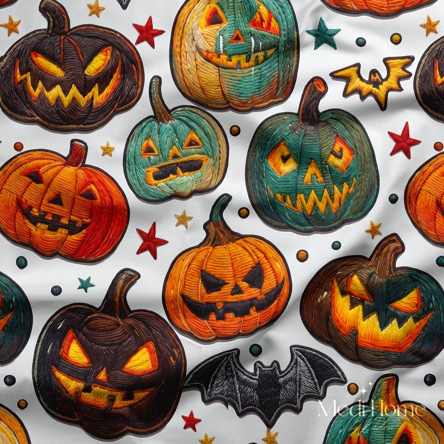 3 Boyutlu Halloween Balkabakları Dijital Baskılı Kumaş