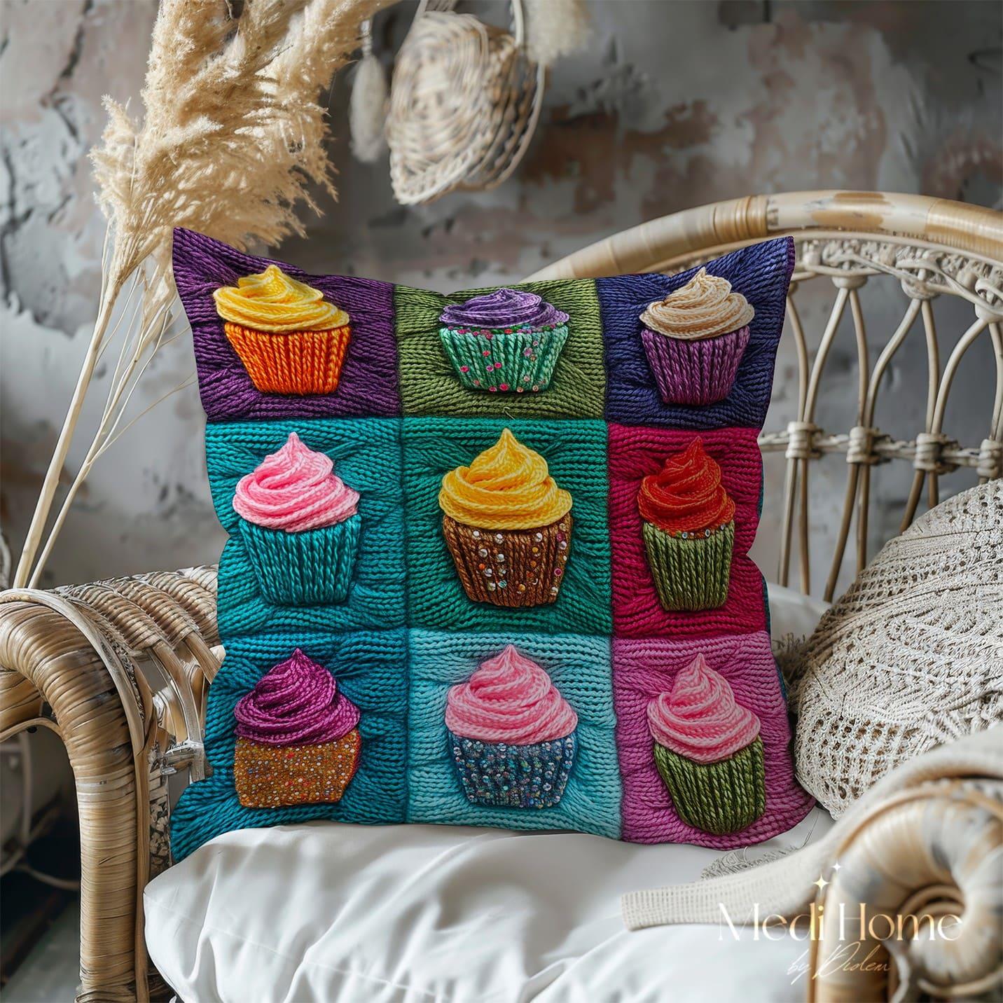 3 Boyutlu Renk Patlaması Cupcake'ler 3'lü Pano Kumaşı