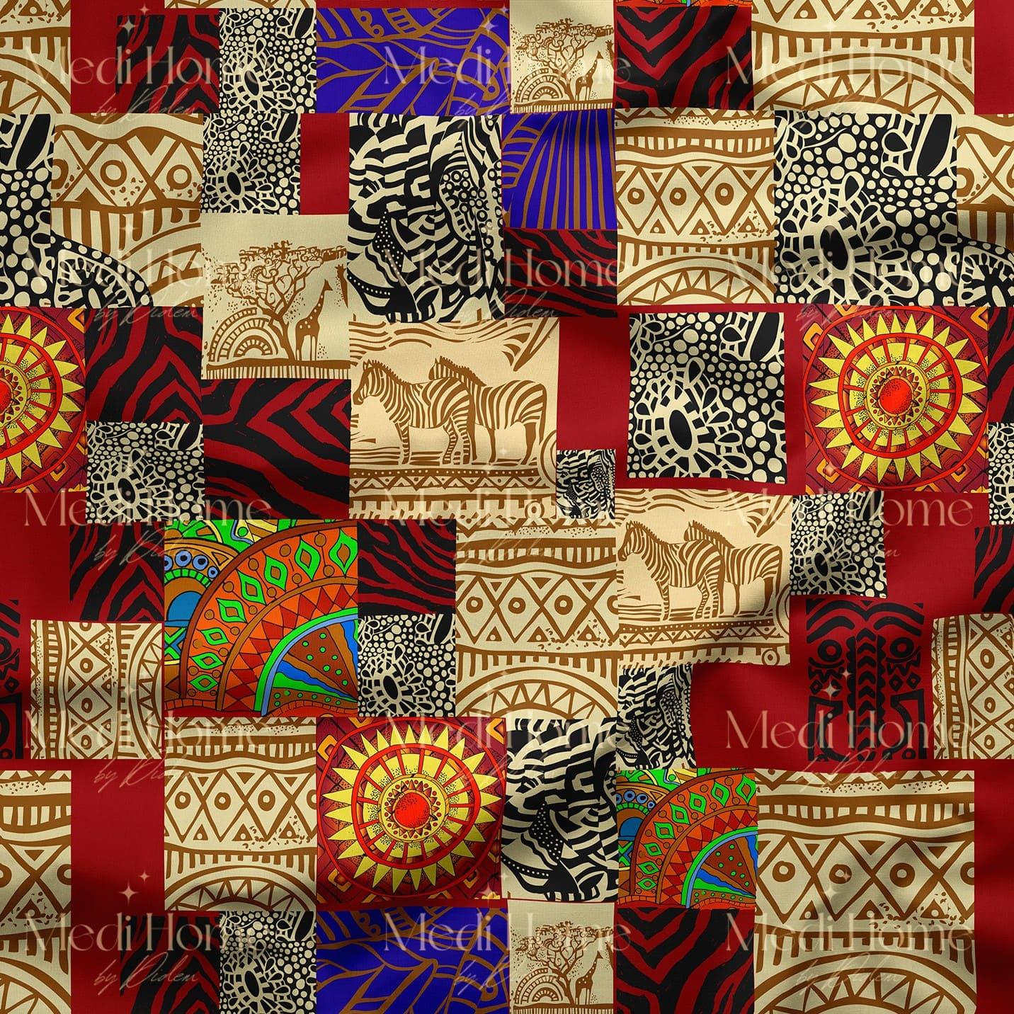 Afrika Patchwork'un Cesur Rüyası Dijital Baskılı Kumaş