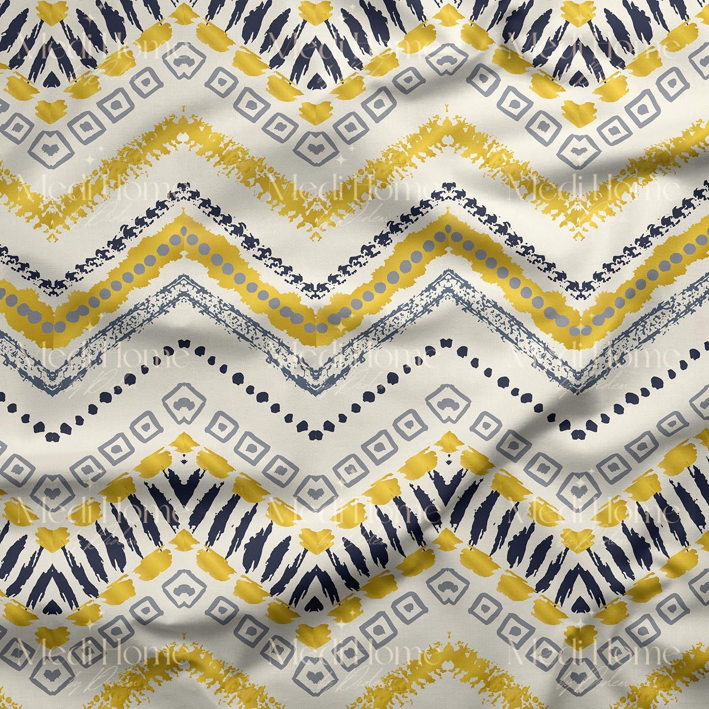 Altın Dalgaların Etnik Ritmi Dijital Baskılı Kumaş