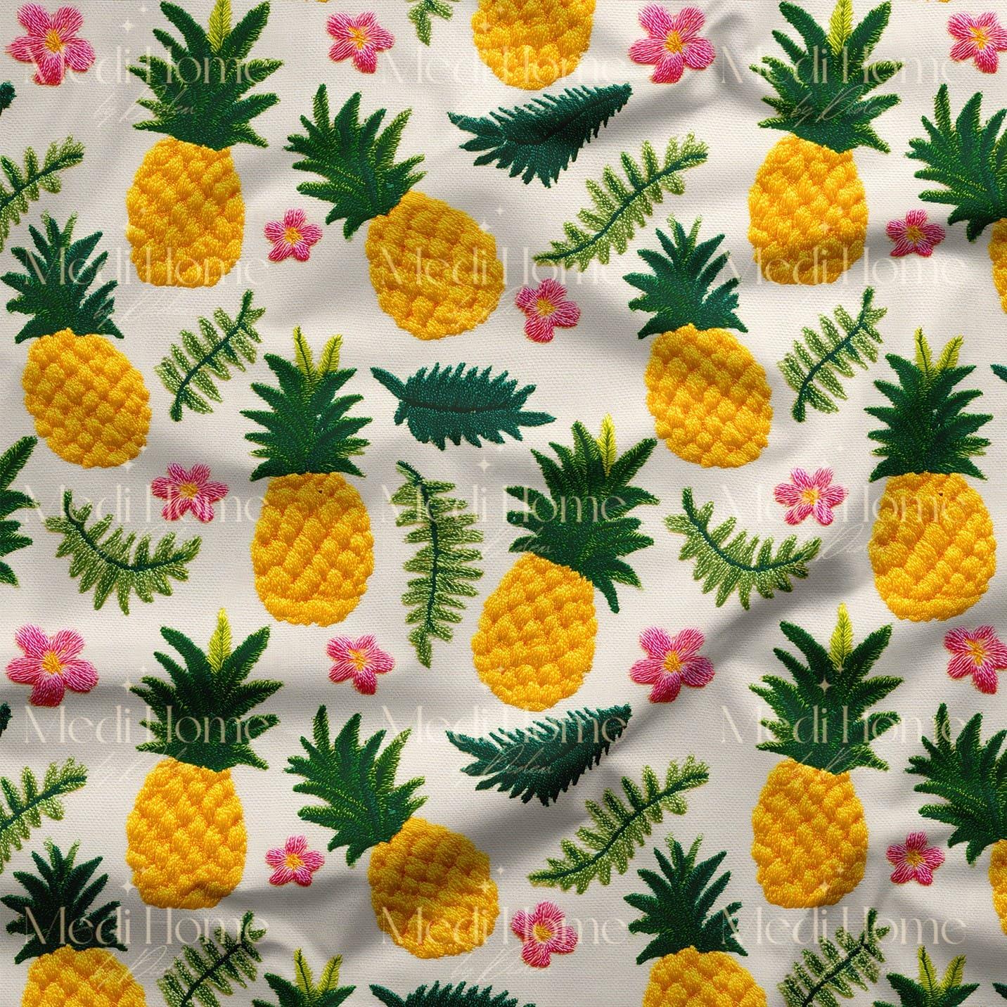 Ananas Bahçesinin Tropik Gülüşü Dijital Baskılı Kumaş
