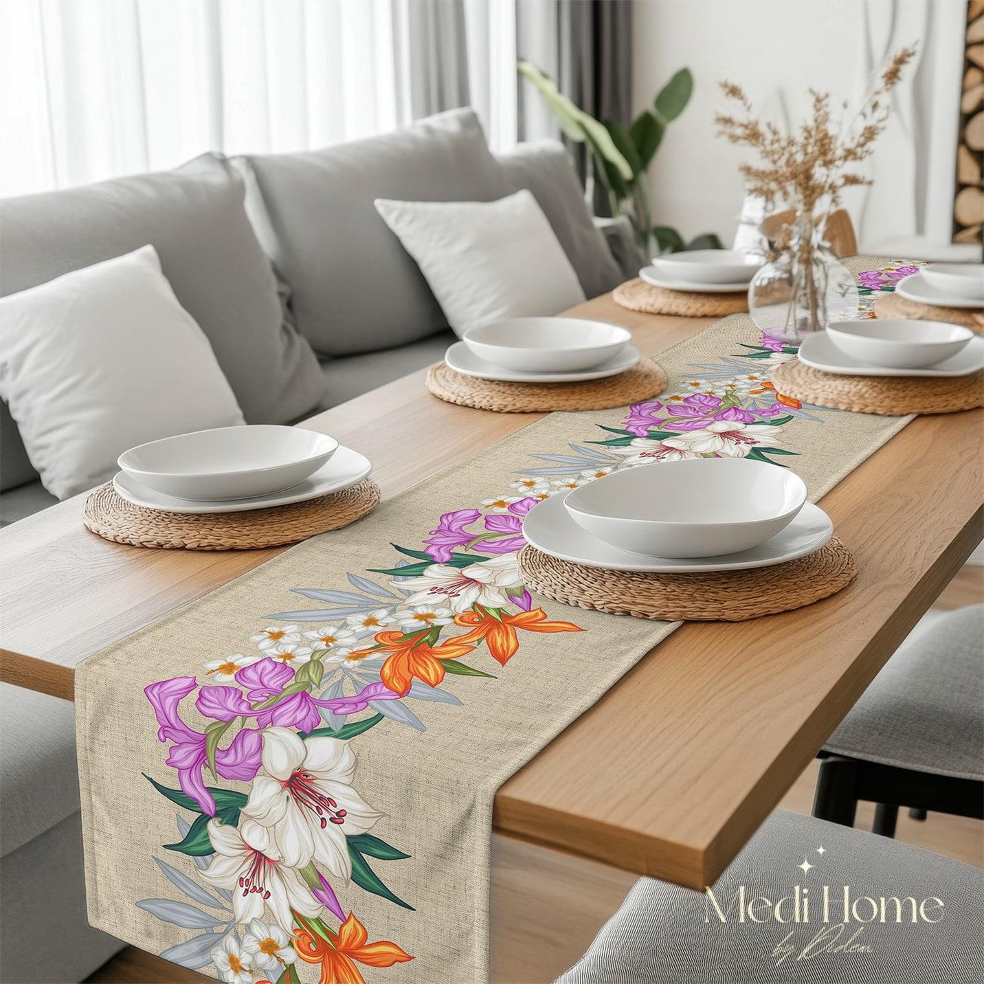 Baharın Kalbindeki Harmoni Dijital Baskılı Runner Kumaş